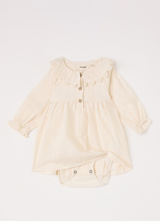 Lil 'Atelier NBFLoba tuniekjurk met borduring - voorkant 2 creme