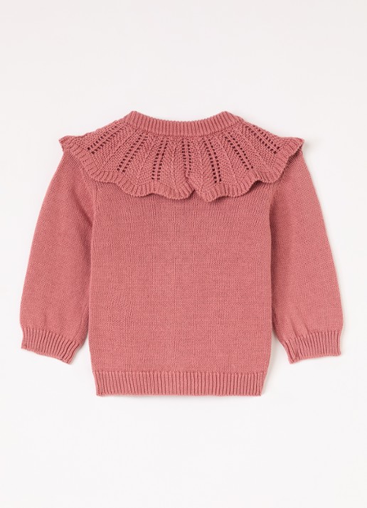 Lil 'Atelier NBFNoda fijngebreid vest met opengewerkt dessin - achterkant roze