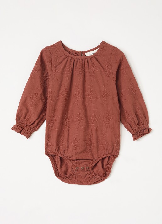 Lil 'Atelier NBFNopa romper met borduring  - voorkant 3 roestbruin