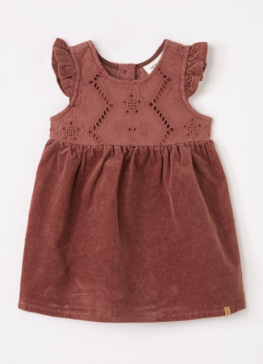 Lil 'Atelier NBFOnellas jurk met opengewerkt dessin - voorkant 2 mahoniebruin