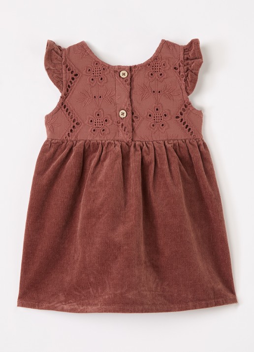 Lil 'Atelier NBFOnellas jurk met opengewerkt dessin - voorkant 3 mahoniebruin