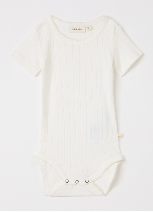 Lil 'Atelier NBFRachel romper met ribstructuur - voorkant gebroken wit