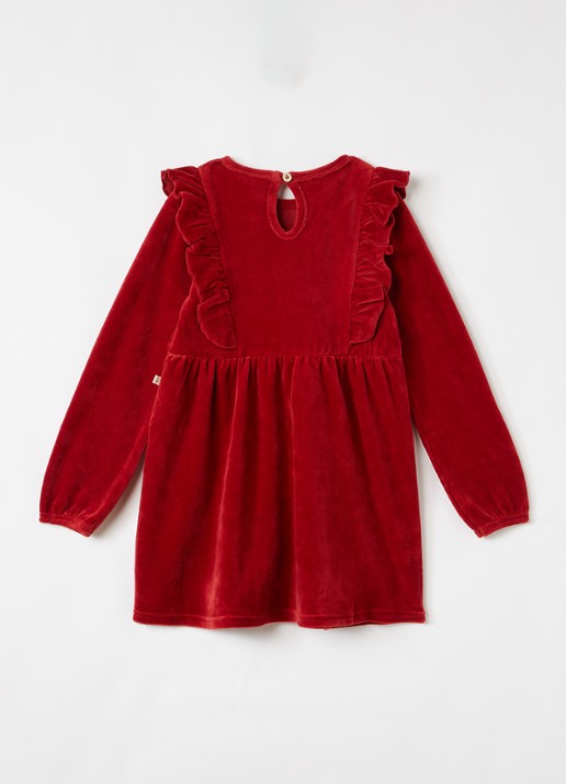 Lil 'Atelier NBFSaga jurk met ruches - voorkant 2 donkerrood