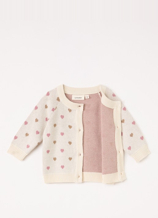 Lil 'Atelier NBFSaran fijngebreid vest met ingebreid patroon - voorkant 3 creme