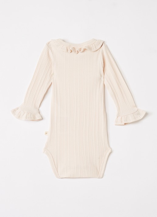 Lil 'Atelier NBFTansy romper met ribstructuur - voorkant 2 creme