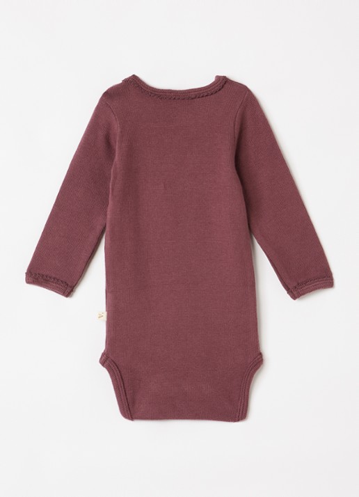 Lil 'Atelier NBFThora fijngebreide romper  - voorkant 2 aubergine