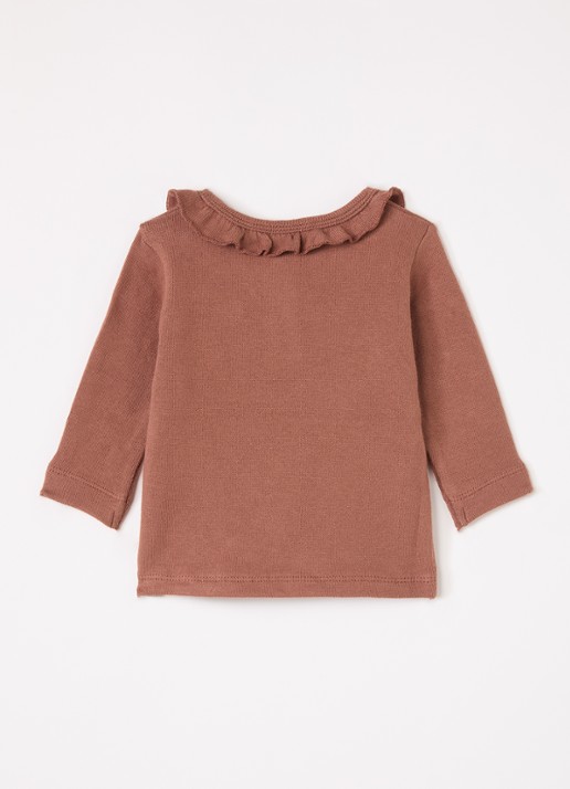 Lil 'Atelier NBFThoro Hou top met ruches - voorkant 3 mahoniebruin