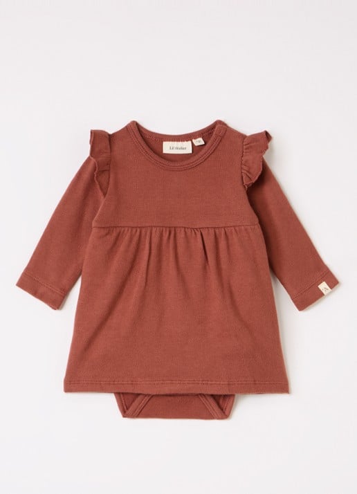 Lil 'Atelier NBFThoro jurk - voorkant roodbruin