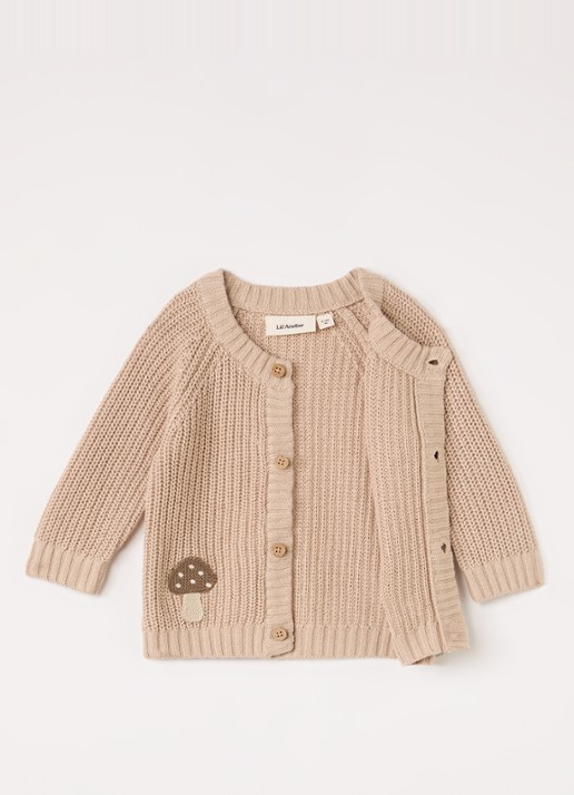 Lil 'Atelier NBMEmlen grofgebreid vest met borduring - voorkant 2 beige