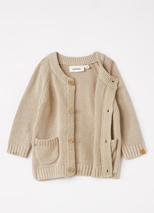Lil 'Atelier NBMFogon grofgebreid vest - detail 3 beige