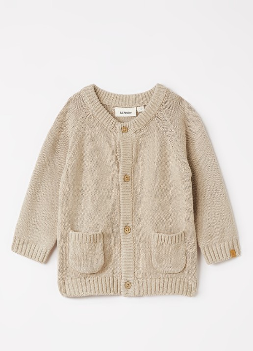 Lil 'Atelier NBMFogon grofgebreid vest - voorkant 6 beige