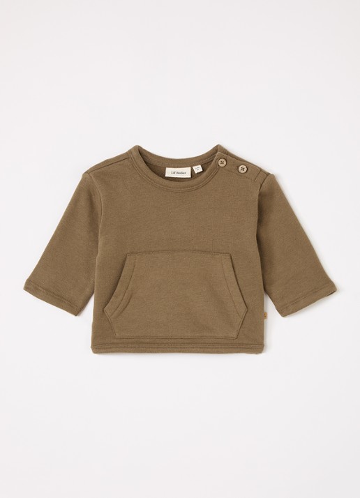 Lil 'Atelier NBMIlondon Rea sweater met kangoeroezak - voorkant 2 olijfgroen