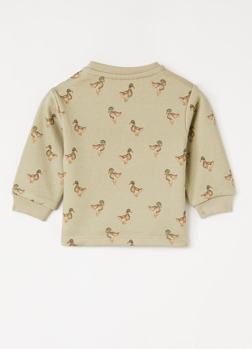 Lil 'Atelier NBMJobo sweater met print - voorkant 2 mosgroen
