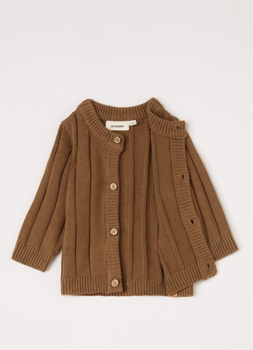 Lil 'Atelier NBMLomon grofgebreid vest - voorkant 2 zand