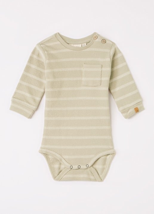 Lil 'Atelier NBMoby romper met streepprint - voorkant lichtgrijs