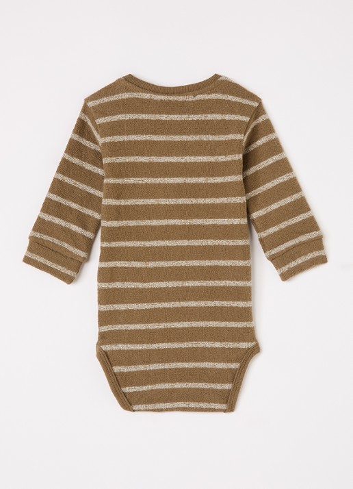 Lil 'Atelier NBMoby romper met streepprint - voorkant 2 olijfgroen