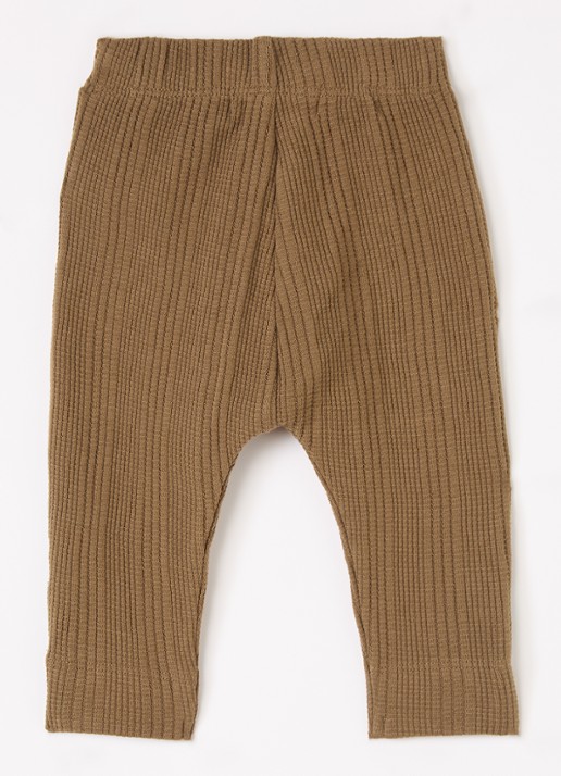 Lil 'Atelier NBMOpelle loose fit babybroek met ribstructuur - voorkant 3 lichtbruin