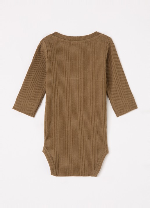 Lil 'Atelier NBMOpelle romper met ribstructuur - voorkant 2 lichtbruin