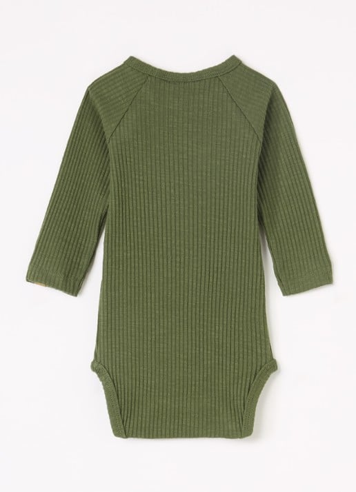 Lil 'Atelier NBMRajo Meb romper met ribstructuur - voorkant 2 mosgroen
