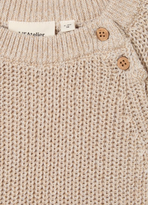 Lil 'Atelier NBMRokkos grofgebreide trui - detail beige