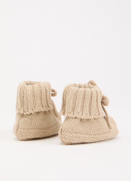 Lil 'Atelier NBNLaguna gebreide babyslofjes in katoenblend - achterkant beige