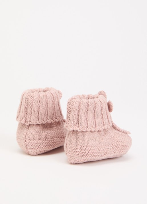 Lil 'Atelier NBNLaguna gebreide babyslofjes in katoenblend - achterkant 2 oudroze