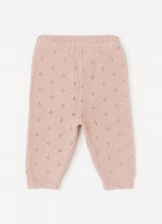 Lil 'Atelier NBNLaguna grofgebreide babybroek met opengewerkt dessin - voorkant 2 roze