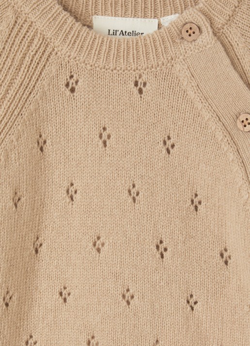 Lil 'Atelier NBNNalio fijngebreid vest met asymmetrisch detail - detail 3 donkerbeige