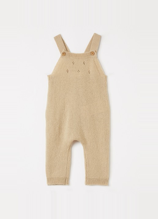 Lil 'Atelier NBNNalio fijngebreide tuinbroek in kasjmierblend - voorkant beige
