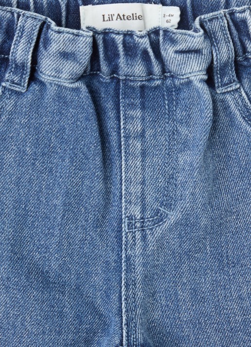 Lil 'Atelier NBNObello loose fit jeans met medium wassing - detail 3 indigo