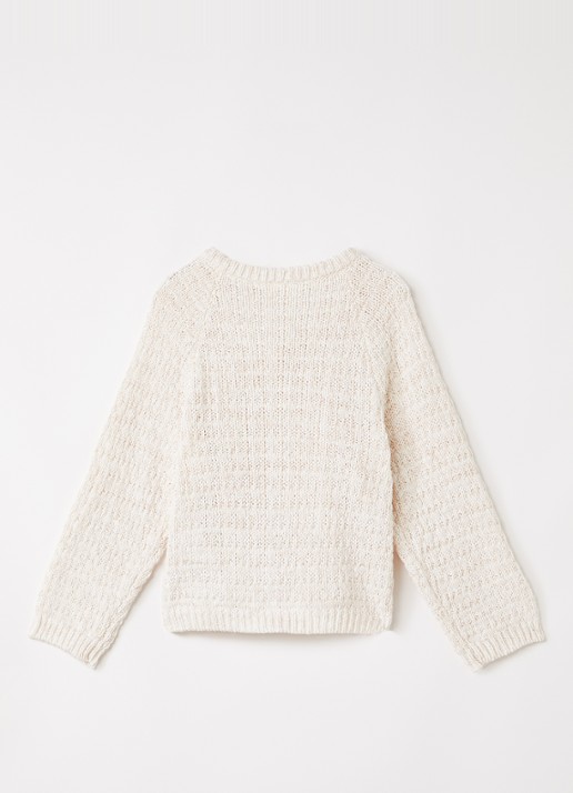 Lil 'Atelier NMFBella grofgebreid vest met ronde hals - achterkant 3 creme