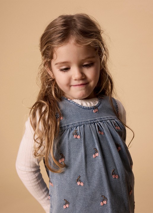 Lil 'Atelier NMFDeva denim jurk met borduring - detail 5 indigo