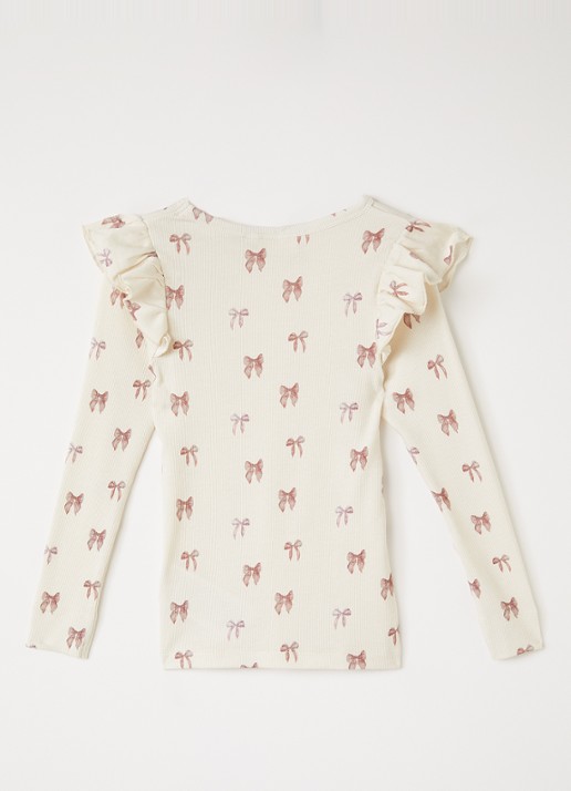 Lil 'Atelier NMFGavo longsleeve met print - voorkant 3 gebroken wit