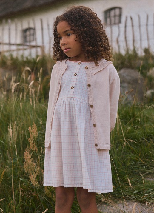 Lil 'Atelier NMFHedda tuniekjurk met ruitdessin - voorkant 4 lichtroze