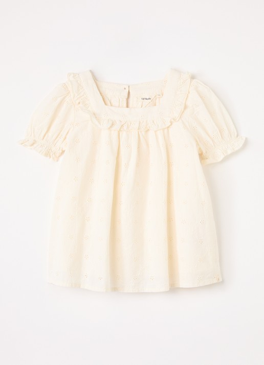 Lil 'Atelier NMFHosa tuniek met broderie - voorkant 2 gebroken wit