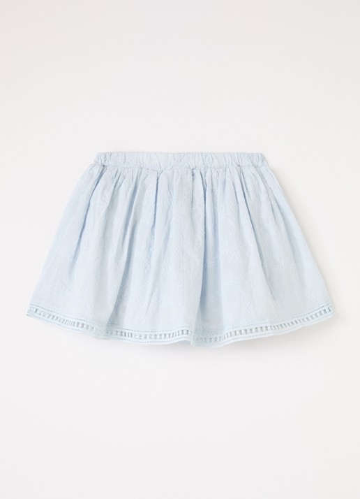 Lil 'Atelier NMFJiva rok met bloemborduring - voorkant 2 lichtblauw