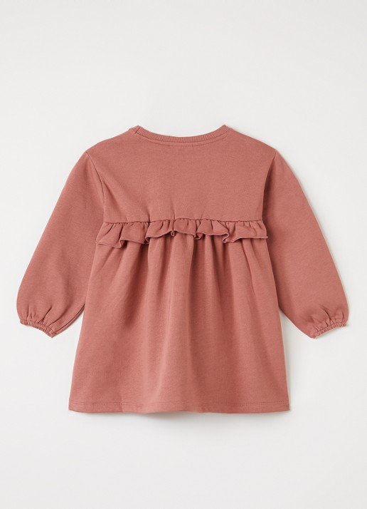 Lil 'Atelier NMFKilano trui-jurk met volant - voorkant 2 koraalroze