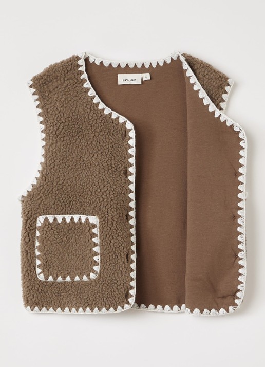 Lil 'Atelier NMFLayo bodywarmer van teddy - detail 4 lichtbruin