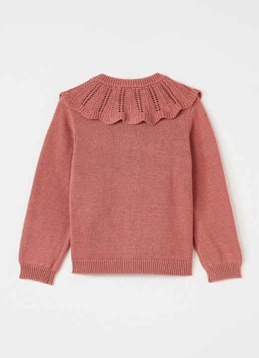 Lil 'Atelier NMFNoda grofgebreid vest - achterkant koraal
