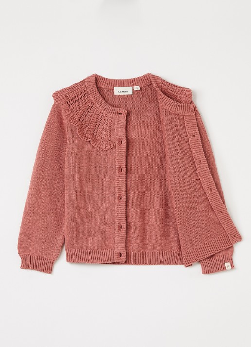 Lil 'Atelier NMFNoda grofgebreid vest - voorkant 3 koraal