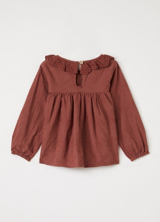 Lil 'Atelier NMFNopa tuniek met bloemborduring en broderie - voorkant 2 mahoniebruin