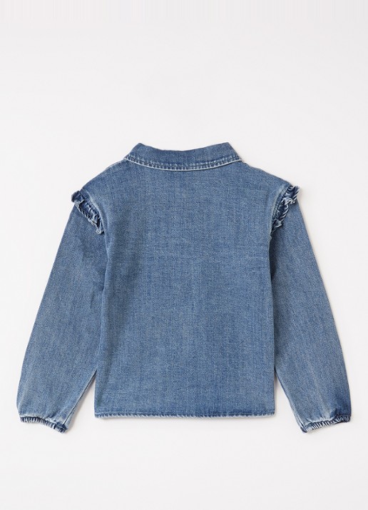 Lil 'Atelier NMFObello blouse van denim - voorkant 3 indigo