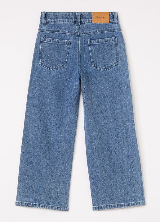 Lil 'Atelier NMFObello wide leg jeans met lichte wassing - voorkant 2 jeans