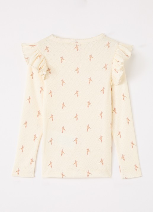 Lil 'Atelier NMFRachello Tyl longsleeve met print - voorkant 3 ivoor