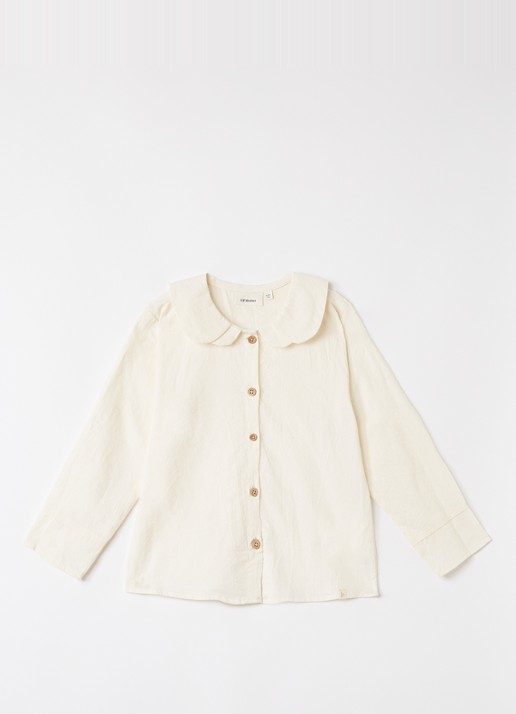 Lil 'Atelier NMFRosito blouse met kraag - voorkant 2 gebroken wit
