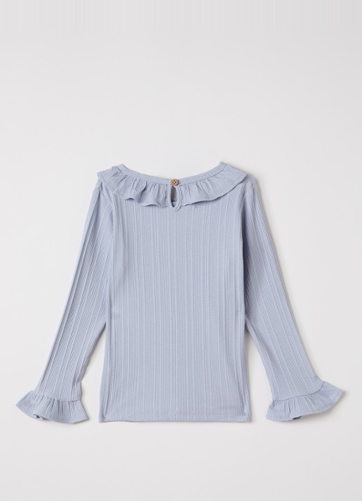 Lil 'Atelier NMFTansy longsleeve met ribstructuur - voorkant 2 lichtblauw