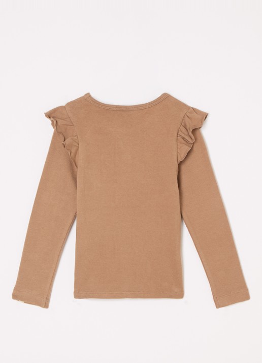 Lil 'Atelier NMFThoro fijngebreide pullover - voorkant 3 lichtbruin