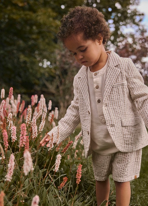 Lil 'Atelier NMMFausto blazer met streepprint - voorkant 3 gebroken wit