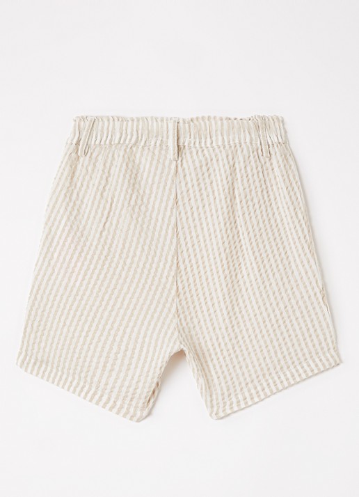 Lil 'Atelier NMMFausto loose fit korte broek - voorkant 2 beige
