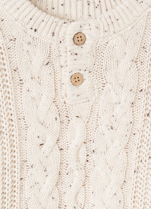 Lil 'Atelier NMMGalto grofgebreide trui  - detail creme